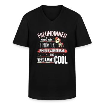 Freundinnen sind wie Einhörner - Männer-T-Shirt mit V-Ausschnitt - Schwarz - Vorne - AI Model Male 178 dark (178cm)