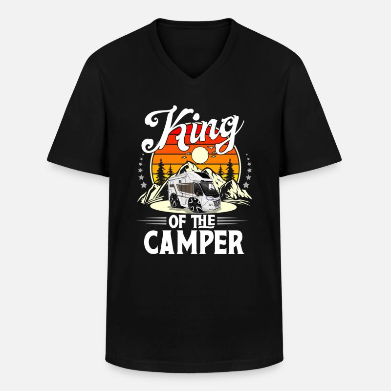 Camping Camper Campen - Männer-T-Shirt mit V-Ausschnitt - Schwarz