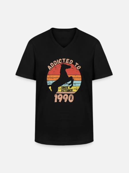 Anniversaire Équitation Octobre 1990 - T-shirt col V Homme - noir