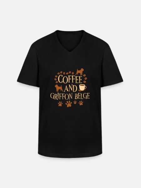 Coffee and Griffon Belge - Men's V-Neck T-Shirt - black