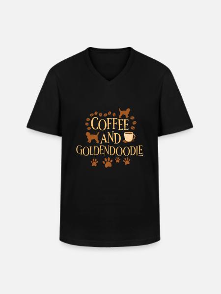 Café et Goldendoodle - T-shirt col V Homme - noir