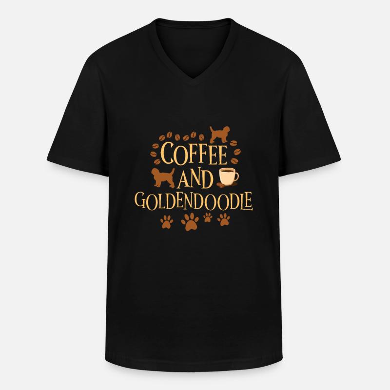 Kaffee und Goldendoodle - Männer-T-Shirt mit V-Ausschnitt - Schwarz