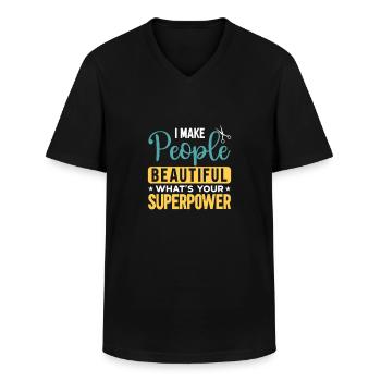 Hairdresser Saying Gift Hair Salon Hairdresser - Men's V-Neck T-Shirt - black - Front - AI Model Male 178 dark (178cm)