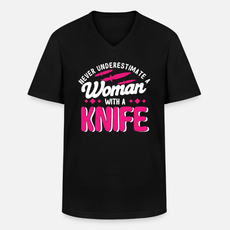 Messerwurfscheibe Geschenk Messerwerfer - Männer-T-Shirt mit V-Ausschnitt - Schwarz