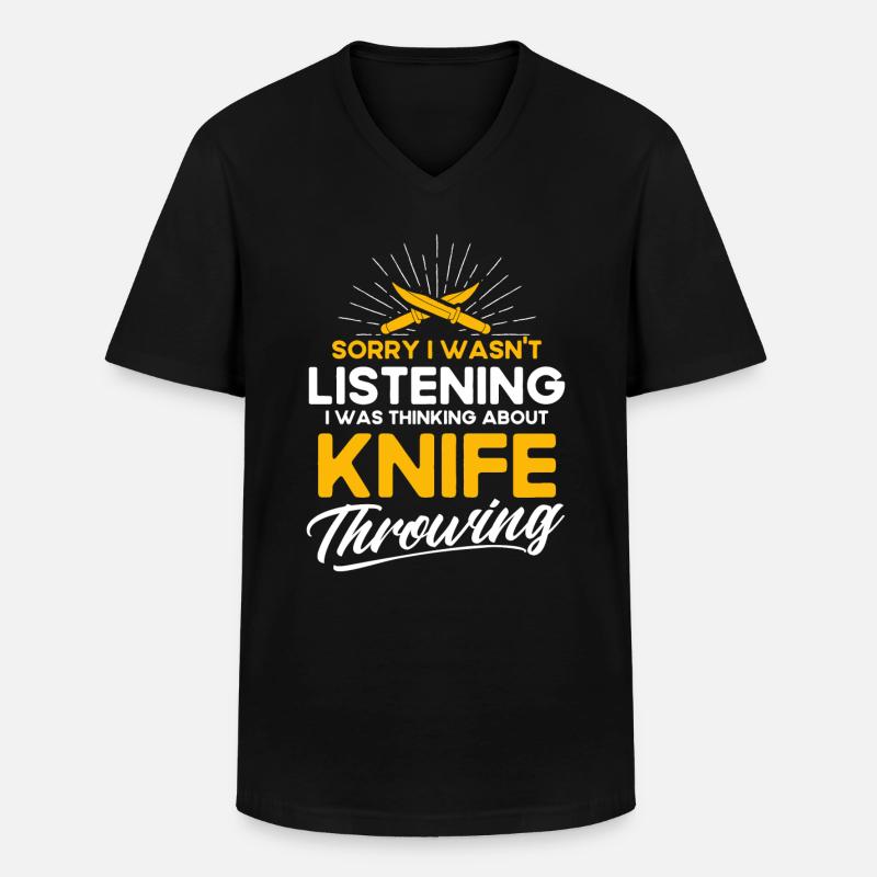 Messerwurfscheibe Geschenk Messerwerfer - Männer-T-Shirt mit V-Ausschnitt - Schwarz