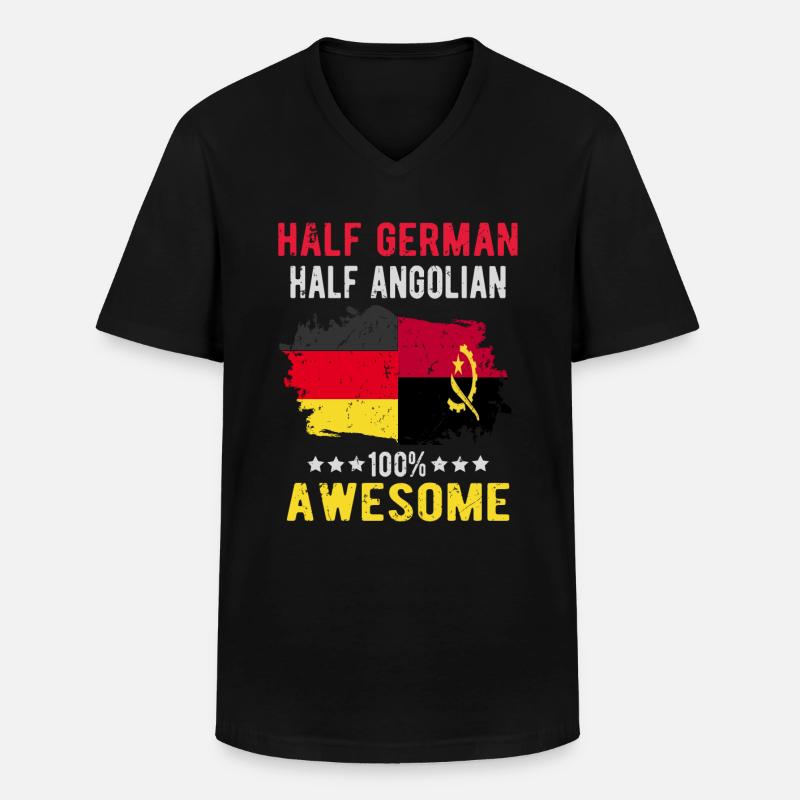 Half German Half Angolier - Men's V-Neck T-Shirt - black