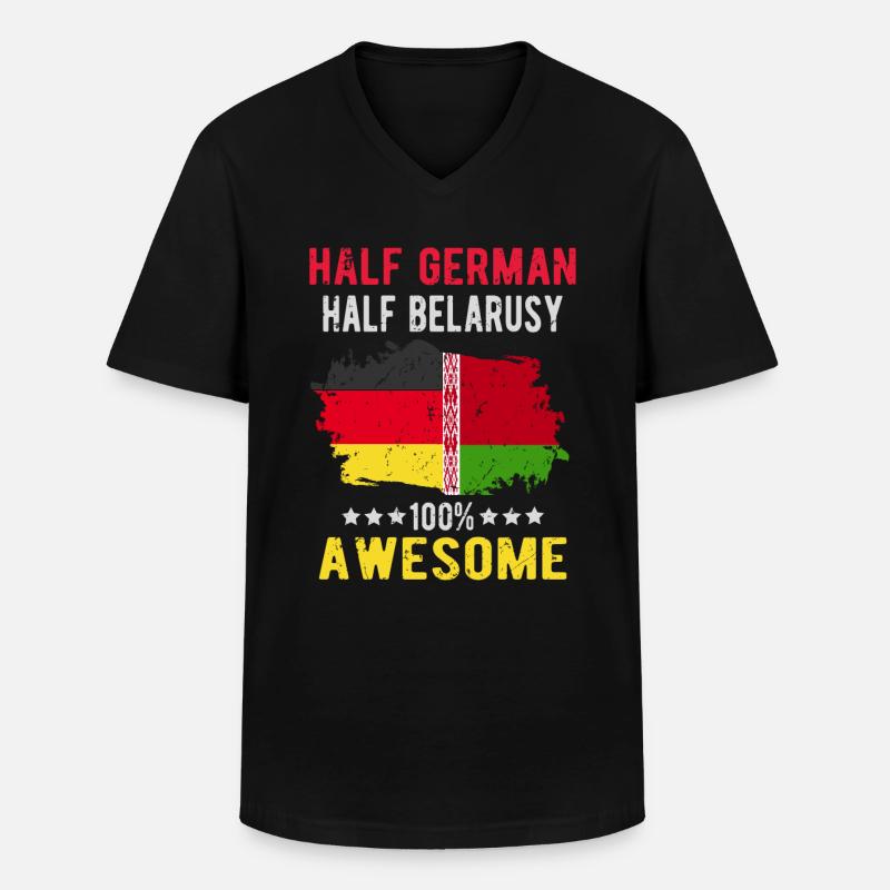 Half German Half Belarusian - Men's V-Neck T-Shirt - black