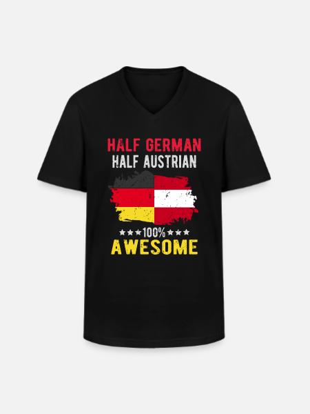 Half German Half Austrian - Men's V-Neck T-Shirt - black