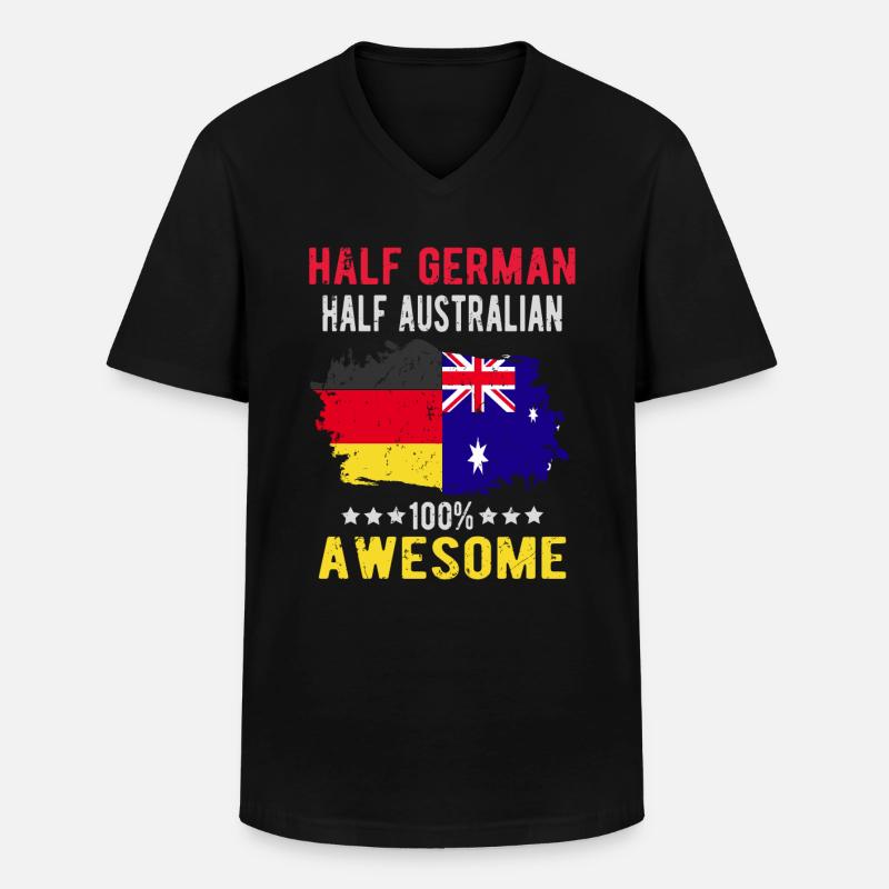 Halb Deutsch Halb Australier - Männer-T-Shirt mit V-Ausschnitt - Schwarz