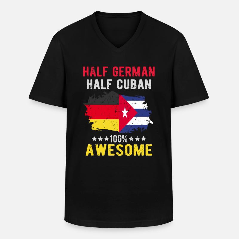 Half German Half Cuban - Men's V-Neck T-Shirt - black