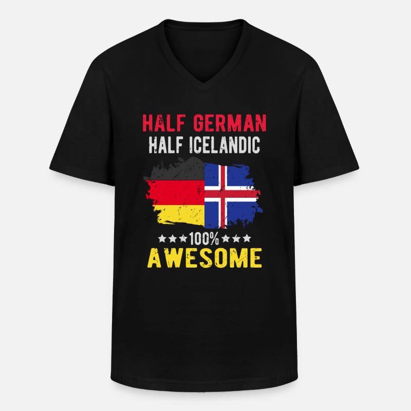 Halb Deutsch Halb Isländer - Männer-T-Shirt mit V-Ausschnitt - Schwarz