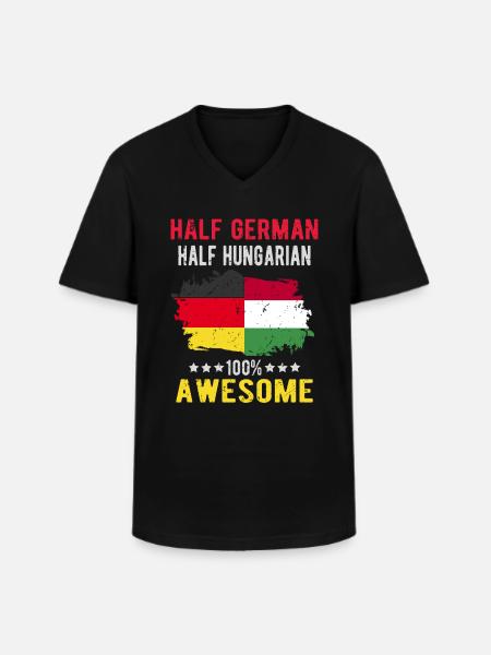 Half German Half Hungarian - Men's V-Neck T-Shirt - black