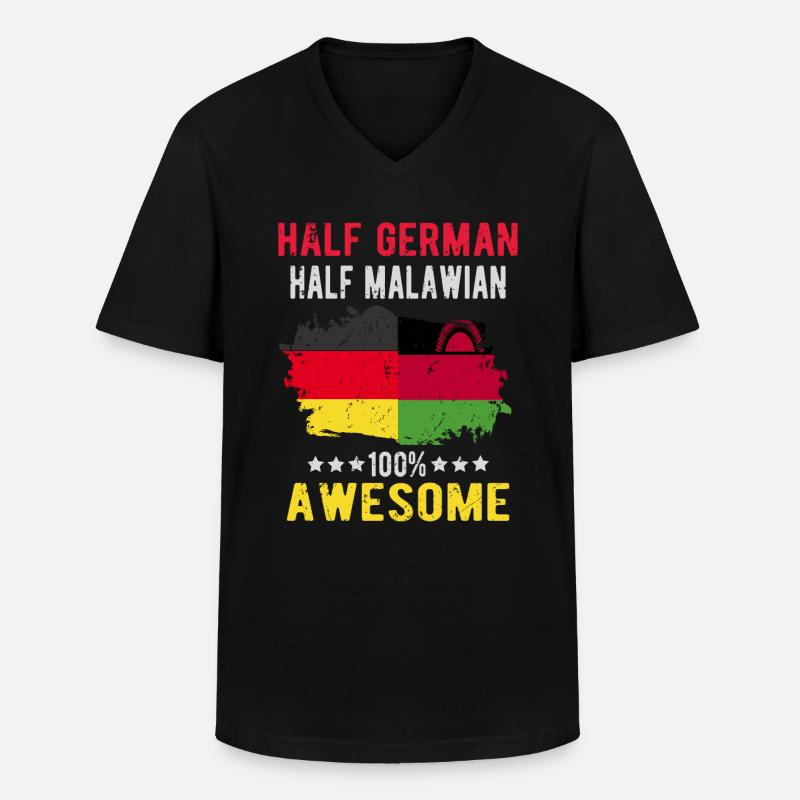 Halb Deutsch Halb Malawi - Männer-T-Shirt mit V-Ausschnitt - Schwarz