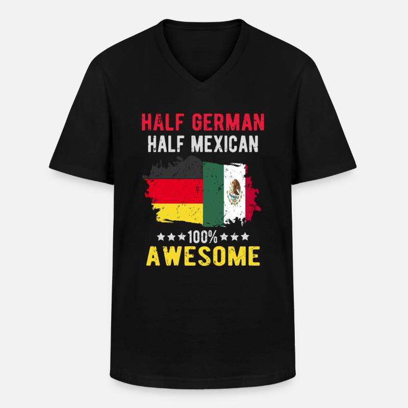 Half German half Mexican - Men's V-Neck T-Shirt - black