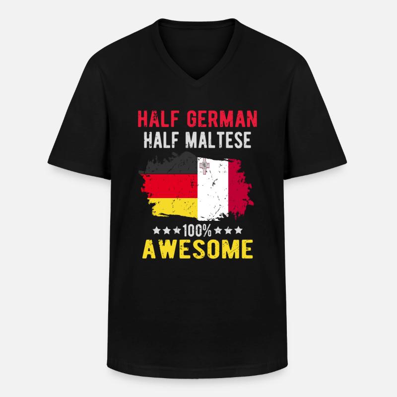 Halb Deutsch Halb Mateser - Männer-T-Shirt mit V-Ausschnitt - Schwarz