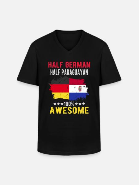 Half German half Paraguayan - Men's V-Neck T-Shirt - black