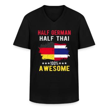 Halb Deutsch Halb Thailänder - Männer-T-Shirt mit V-Ausschnitt - Schwarz - Vorne - AI Model Male 178 dark (178cm)