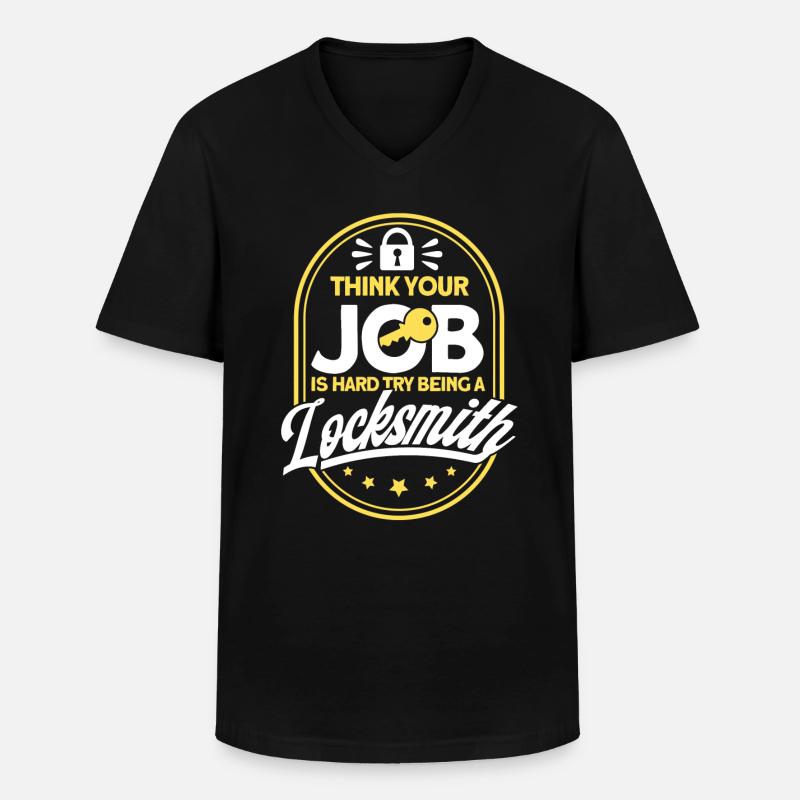 Locksmith Lock Picking Employee Locksmith - Men's V-Neck T-Shirt - black