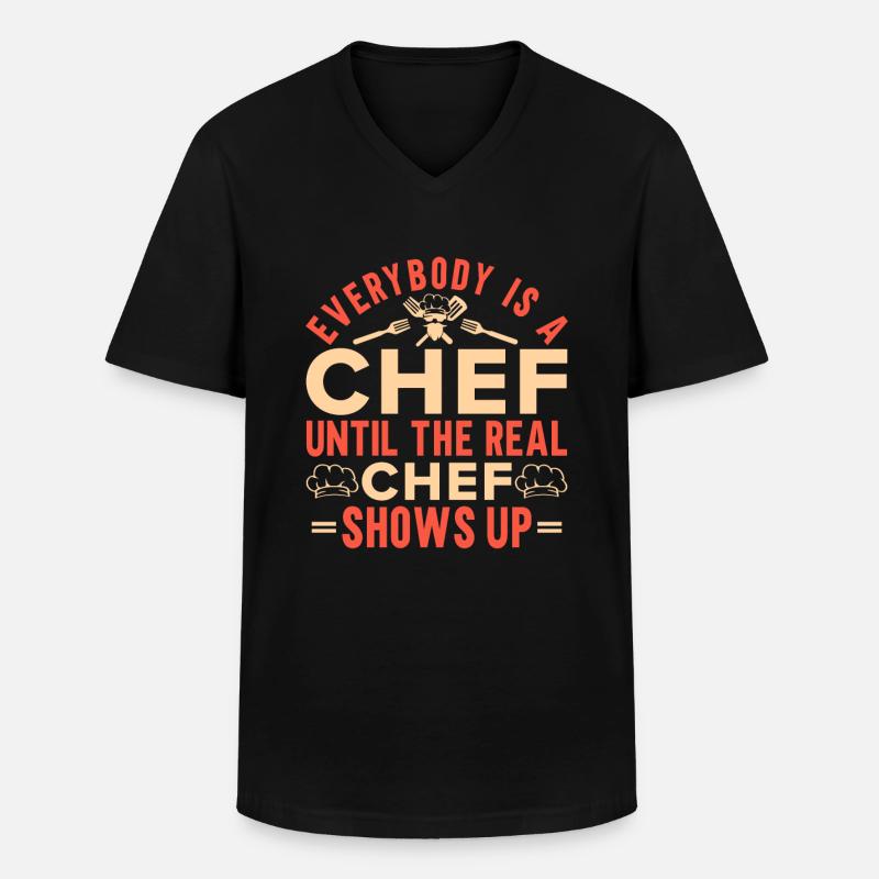 Küchenchef Spruch Geschenk Lustig Koch - Männer-T-Shirt mit V-Ausschnitt - Schwarz
