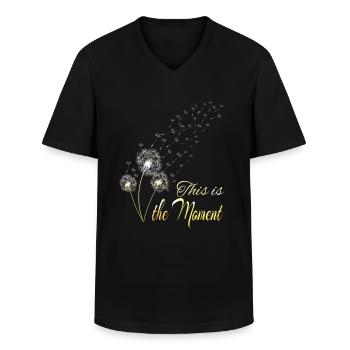 Dandelion Spore Flight Flying Seeds Wild Herbs Garden - Men's V-Neck T-Shirt - black - Front - AI Model Male 178 dark (178cm)