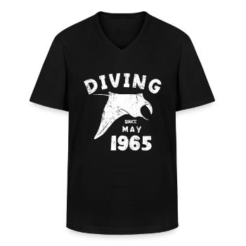 Diver Birthday - Diving since May 1965 - Men's V-Neck T-Shirt - black - Front - AI Model Male 178 dark (178cm)