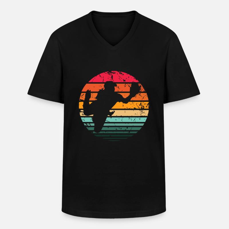 Baseball - Männer-T-Shirt mit V-Ausschnitt - Schwarz