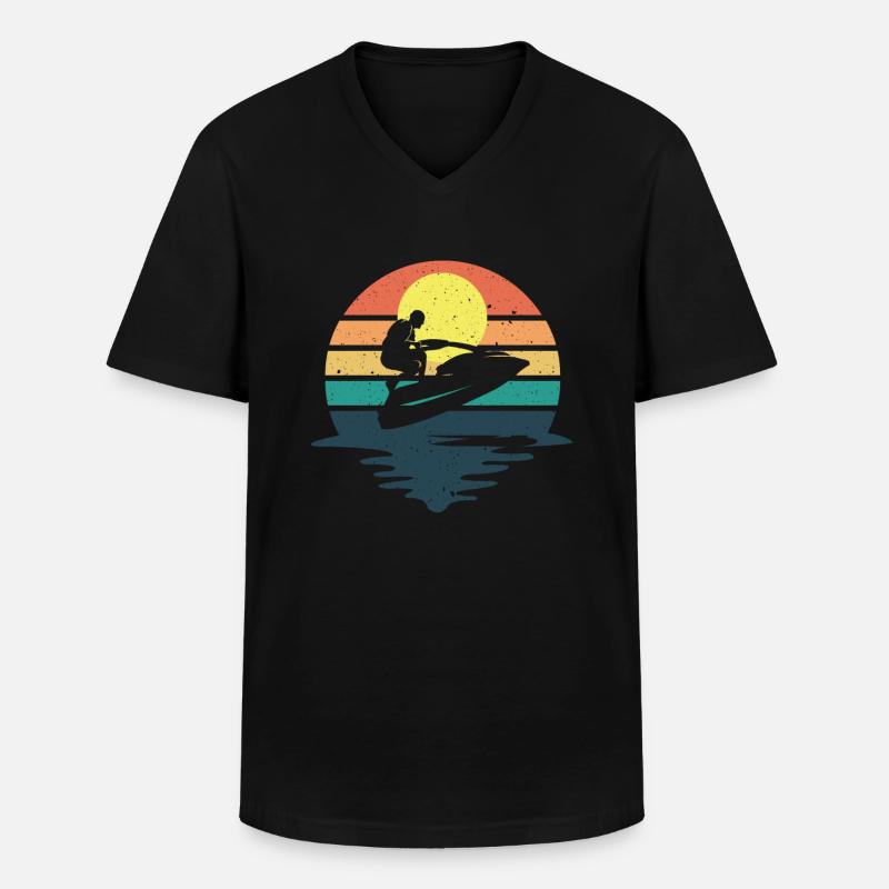 Retro Jetboot Wassermotorrad Jetski - Männer-T-Shirt mit V-Ausschnitt - Schwarz