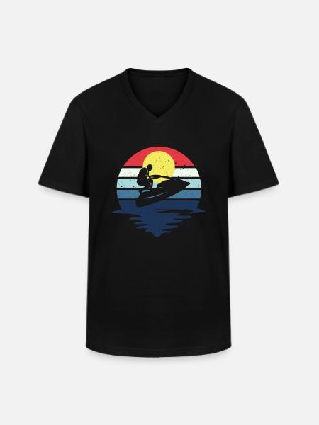 Retro Jetboot Wassermotorrad Jetski - Männer-T-Shirt mit V-Ausschnitt - Schwarz