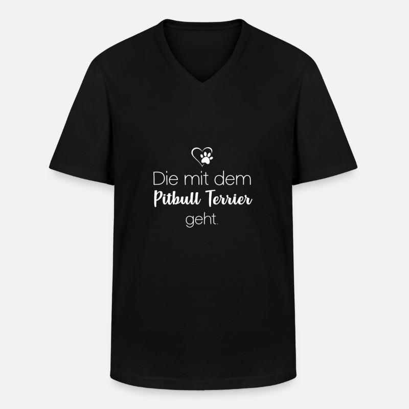 Pitbull Terrier - Männer-T-Shirt mit V-Ausschnitt - Schwarz