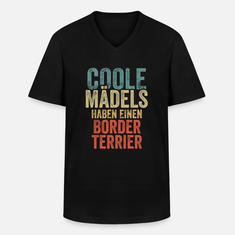 Border Terrier - Männer-T-Shirt mit V-Ausschnitt - Schwarz