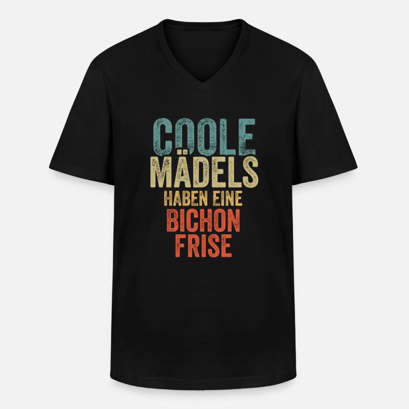 Bichon Frise - Männer-T-Shirt mit V-Ausschnitt - Schwarz