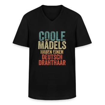 Deutsch Drahthaar - Männer-T-Shirt mit V-Ausschnitt - Schwarz - Vorne - AI Model Male 178 dark (178cm)