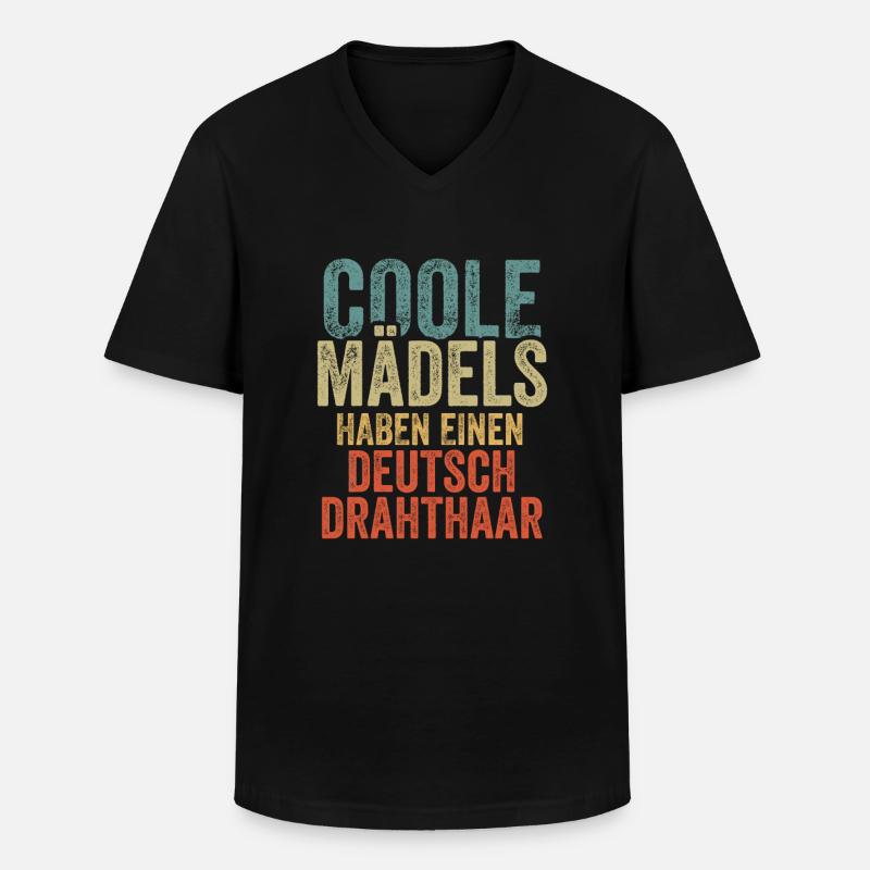Deutsch Drahthaar - Männer-T-Shirt mit V-Ausschnitt - Schwarz