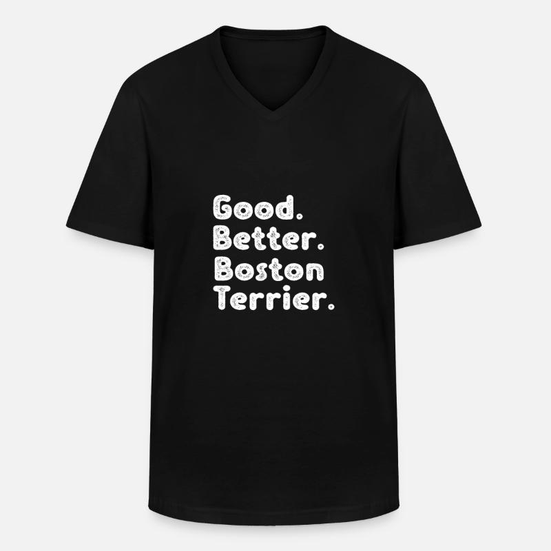 Boston Terrier - Männer-T-Shirt mit V-Ausschnitt - Schwarz