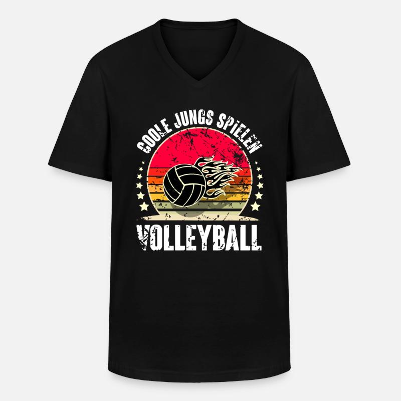 Volleyball - Männer-T-Shirt mit V-Ausschnitt - Schwarz