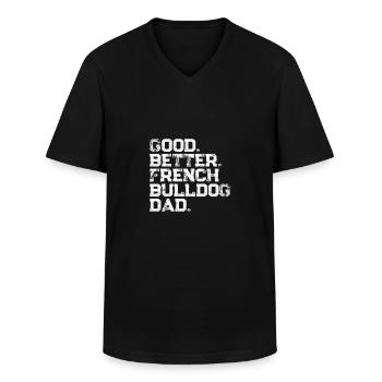 Français Bulldog - T-shirt col V Homme - noir - Devant - AI Model Male 178 dark (178cm)