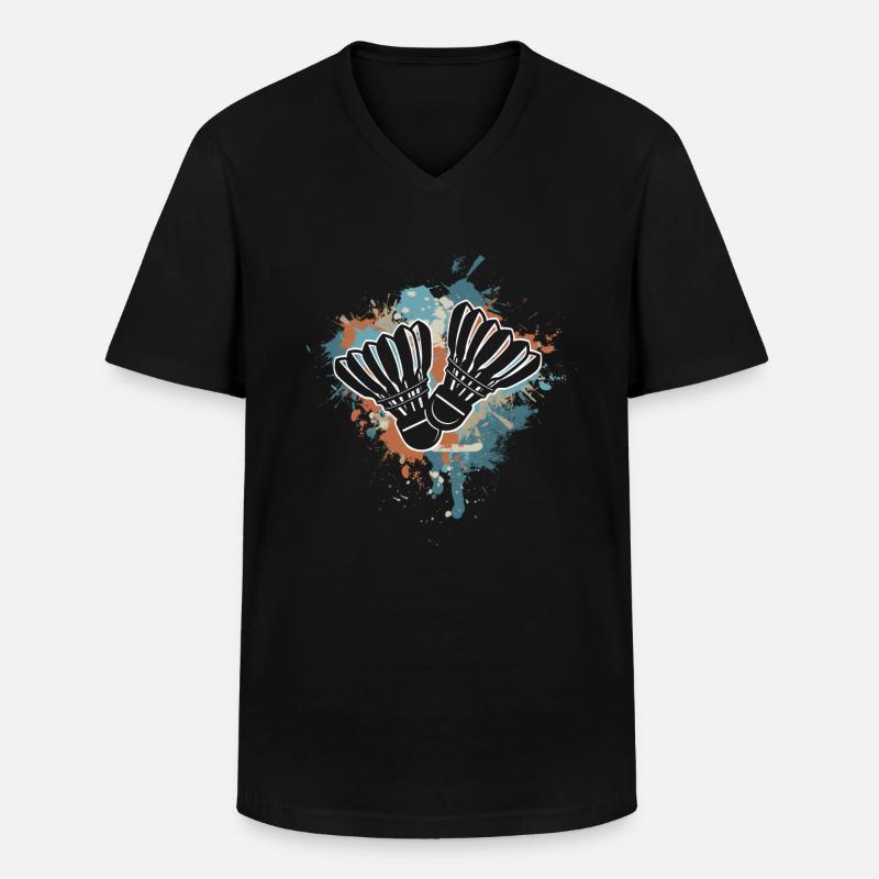 Badminton - Männer-T-Shirt mit V-Ausschnitt - Schwarz