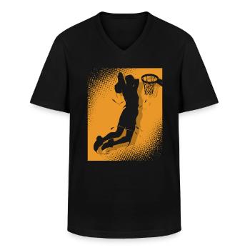 Joueurs de basket-ball - T-shirt col V Homme - noir - Devant - AI Model Male 178 dark (178cm)