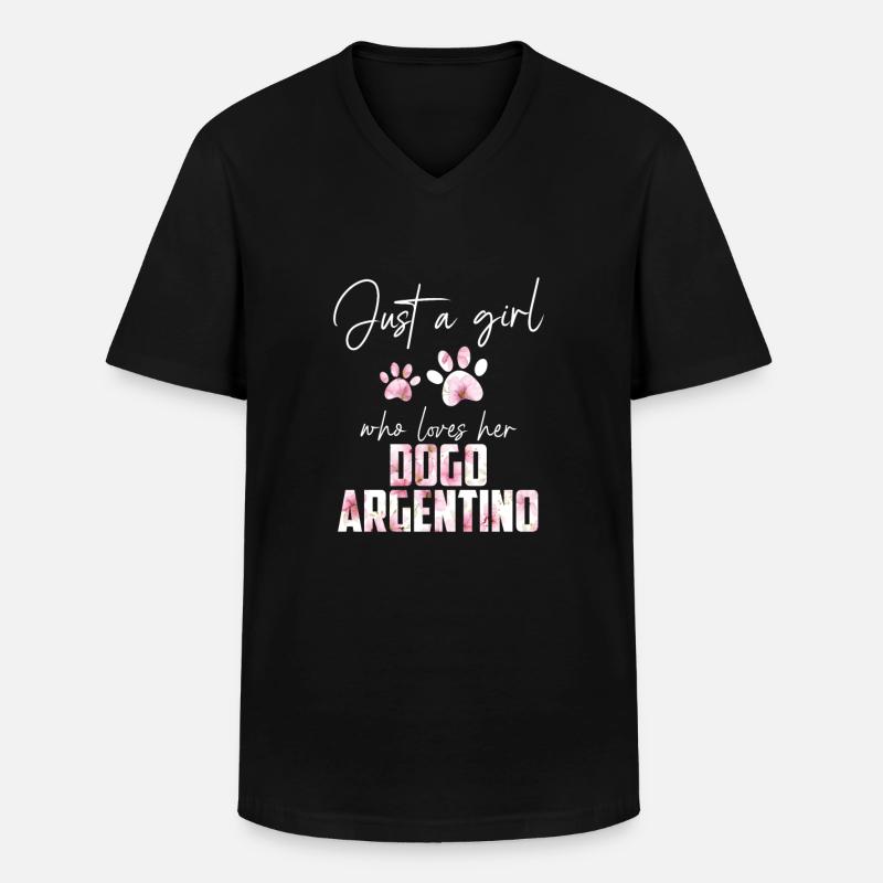 Dogo Argentino - Männer-T-Shirt mit V-Ausschnitt - Schwarz