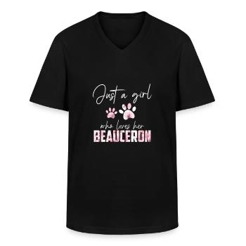 Beauceron - T-shirt col V Homme - noir - Devant - AI Model Male 178 dark (178cm)