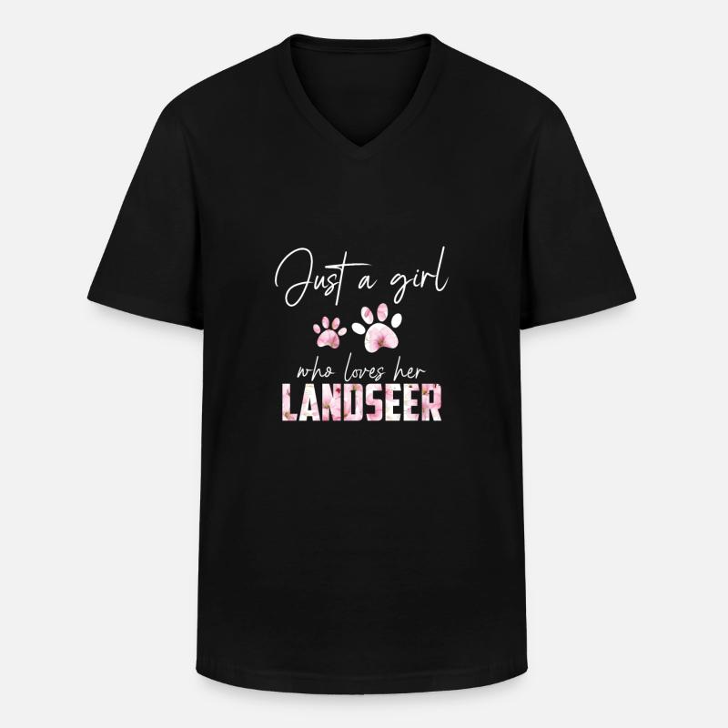 Landseer - Männer-T-Shirt mit V-Ausschnitt - Schwarz
