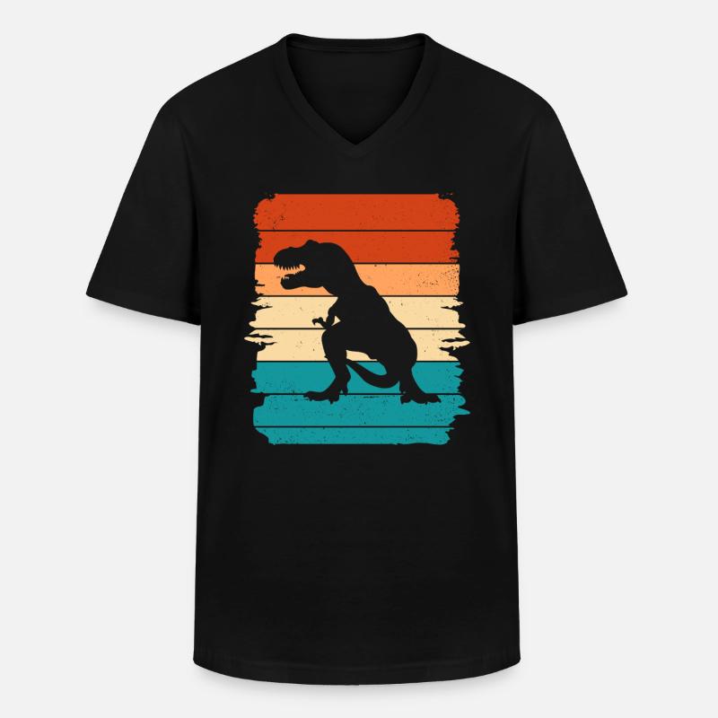 T-Rex - Männer-T-Shirt mit V-Ausschnitt - Schwarz
