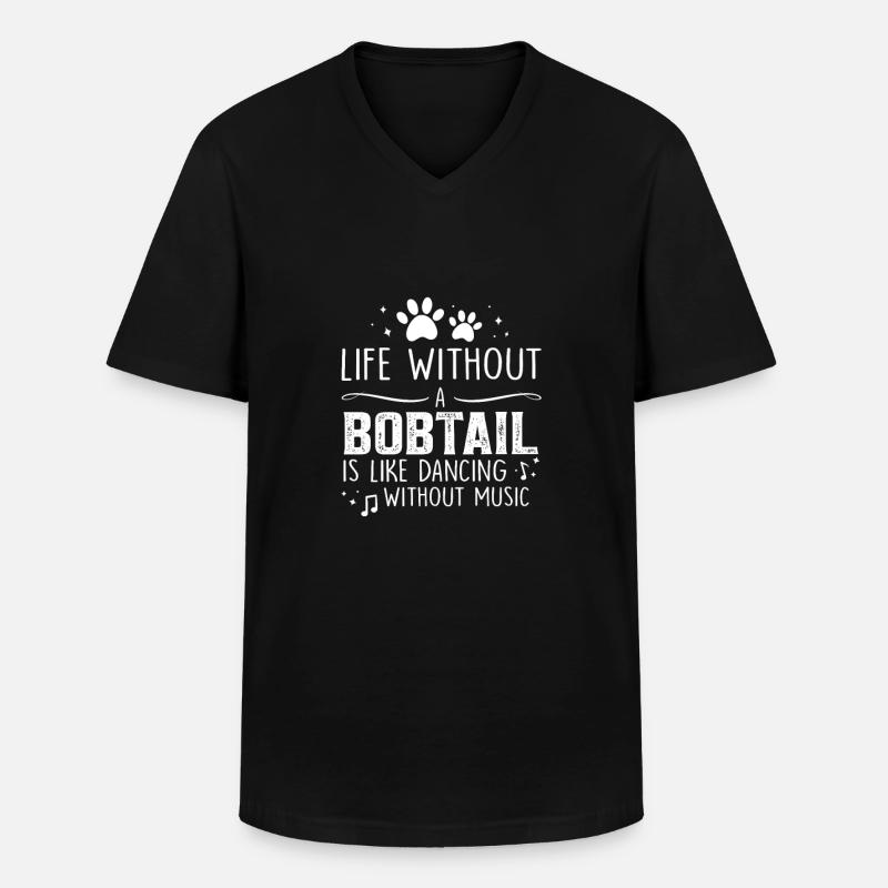 Life without Bobtail - Männer-T-Shirt mit V-Ausschnitt - Schwarz