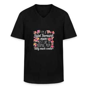 St. Bernard Mom - Men's V-Neck T-Shirt - black - Front - AI Model Male 178 dark (178cm)