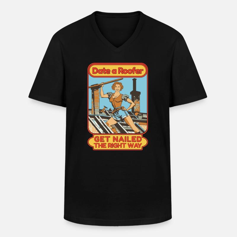 Dachdeckerin Handwerker Dachdeckernägel Dachdecker - Männer-T-Shirt mit V-Ausschnitt - Schwarz