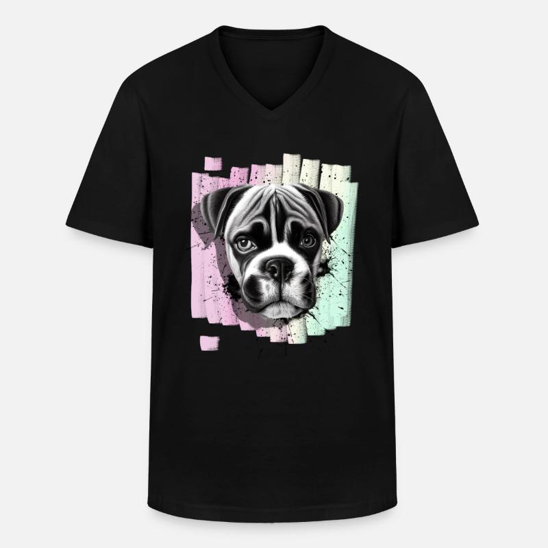 Boxer Hund - Männer-T-Shirt mit V-Ausschnitt - Schwarz