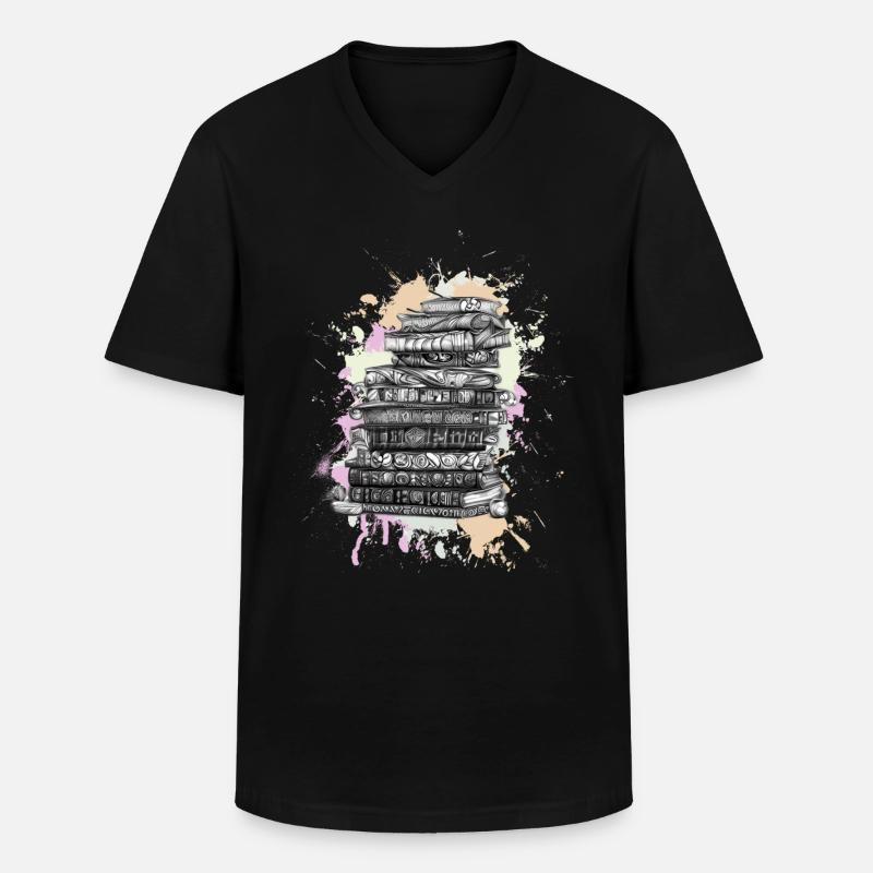 Lesen Bücher Buch - Männer-T-Shirt mit V-Ausschnitt - Schwarz