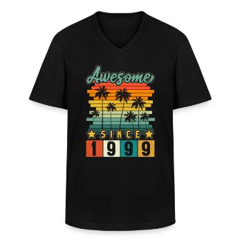 1999 Geboren Geburtstag Geburtsjahr Vintage - Männer-T-Shirt mit V-Ausschnitt - Schwarz - Vorne - AI Model Male 178 dark (178cm)