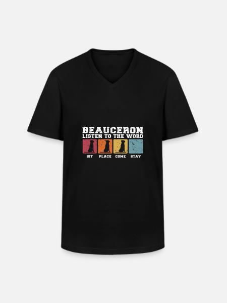 Beauceron écoute la parole - T-shirt col V Homme - noir