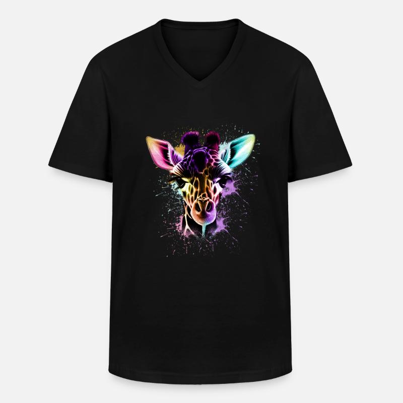 Giraffe - Männer-T-Shirt mit V-Ausschnitt - Schwarz